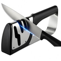 4-in-1 Knife Sharpener  Professional Kitchen Knife & Scissor Sharpener with 3-Stage Sharpening System Anti-Slip Base, Ergonomic Handle, Stainless Steel Design for Home & Chef Use