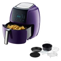 5.8 Qt Air Fryer, 1400W Electric Fryer with 6PC Accessory Set, Touch Screen Display, 8 Preset Cooking Modes, Recipe Book (Plum) - GWAC22006