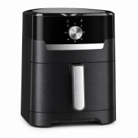 4.2L Air Fryer Grill, 2-in-1 Compact Countertop Air Fryer with Manual Dial, Removable Basket & Grill Rack, Easy-Clean Black Cooker for Fries, Steak, Wings & Veggies