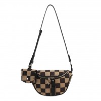 Checkered Fanny Pack Shoulder Bag for Women, Plaid Crossbody Purse with Adjustable Strap, Zipper Closure, Mini Pouch, Compact Fashion Bag for Daily Use, Travel, Shopping Model 248-BP