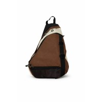 Canvas Sling Backpack, Crossbody Shoulder Bag with Adjustable Strap, Multiple Zipper Pockets and Front Mesh Pocket, 46 x 35 x 13 cm, Casual Travel Everyday Use, Brown