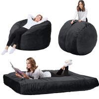 5ft Bean Bag Chair, 2-in-1 Convertible Bean Bag Sofa with Removable Cover for Home, Living Room, Adults - HYH003
