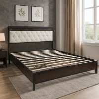 King Size Bed Frame with Upholstered Headboard – Sturdy Platform Bed, Noise-Free, No Box Spring Needed Model KLV-UP-132