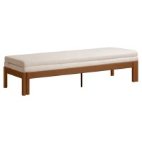 Solid Wood Sofa Bed, Folding Daybed Couch with Upholstered Cushion, Walnut Finish Beech Wood Frame, Convertible Guest Bed for Living Room, Small Apartment and Home Office, 202 cm