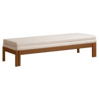 Solid Wood Sofa Bed, Folding Daybed Couch with Upholstered Cushion, Walnut Finish Beech Wood Frame, Convertible Guest Bed for Living Room, Small Apartment and Home Office, 202 cm