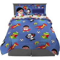7-Piece Kids Bedding Sheet Set, Full Size, Cartoon Soft Microfiber Comforter, Fitted Sheet, 2 Pillowcases, 2 Shams for Full Bed - DT2538