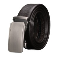 Men’s Ratchet Leather Belt, Top Layer Cowhide Dress Belt with Automatic Click Buckle, 130 cm x 3.5 cm, Brown, Adjustable Business Casual Belt for Office, Suit and Everyday Wear Model DTL17