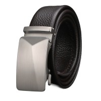 Men’s Ratchet Dress Belt with Automatic Slide Buckle, Adjustable Cut-to-Fit Waist Belt, 3.5 cm Width, Black/Brown, Trim-to-Size Formal Business Casual Belt for Daily Wear Model DTL46