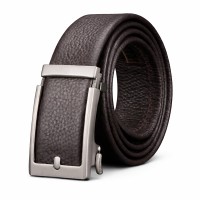 Men's Ratchet Leather Belt Automatic Sliding Buckle Belt, Adjustable Trim-to-Fit Design, Genuine Cowhide Leather Dress Belt for Business Casual Jeans Pants, Gift Box Include Model DTL48