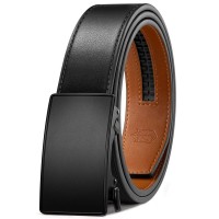 Ratchet Belt for Men Leather Automatic Buckle Belt with Hidden Tail Micro-Adjustable 1/4” Fit, Cut-to-Fit Size Dress & Casual Mens Belt for Work, Business, Jeans & Gifts