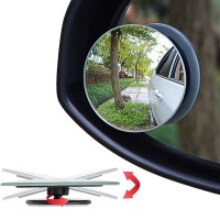 Blind Spot Mirror, 2" Round HD Glass Frameless Convex Rear View Mirror (Pack of 2)