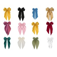 12PCS Large Satin Bow Hair Clips for Women & Girls, 33cm Long Ribbon Bows, 19cm Wide, Lightweight Non-Slip Bowknot Clips for School, Parties, Weddings, Christmas Décor (Random Color Selection)