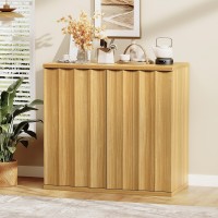  Sideboard Storage Cabinet  Modern Fluted Door Design, Soft-Close Hinges, Handleless Push-Open, Thickened Top 31.5” Buffet Credenza for Dining Room, Living Room