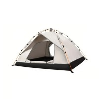 Pop-Up Camping Tent, 210 x 150 x 125 cm Small Size 1-2 Person Lightweight Camping Tent with Carrying Bag for Outdoor, Camping, Hiking (White w/ Black Bottom) - TE-STZP002-B-S