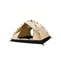 Pop-Up Camping Tent, 210 x 150 x 125 cm Small Size 1-2 Person Lightweight Camping Tent with Carrying Bag for Outdoor, Camping, Hiking (Gold w/ Black Bottom) - TE-STZP002-GD- B-S