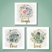  Floral Canvas Wall Art Set, 3 Piece Gold Foil, 20 x 20 in