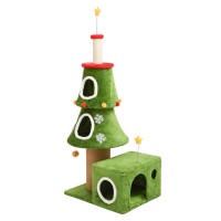 Christmas Cat Tree, 144 cm Tower with 3 Condos and Scratching Posts