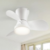 22" Low Profile Ceiling Fan with LED Light & Remote Quiet DC Motor, 6-Speed Reversible Fan, 3-Color Dimmable Light Small Rooms, Bedroom, Kitchen