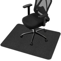 Non-Slip Office Chair Mat for Hardwood Floors, 160x130 cm Floor Protector, Cuttable and Easy to Clean Desk Mat for Office, Home, Bedroom, Study  Model P0349– Black