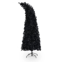  7FT Black Wizard Hat Christmas Tree Unique Curved Cone Design with Sturdy Metal Stand |Easy Assembly & Fluffing Indoor Holiday Décor for Home, Party & Halloween-Christmas