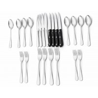 24-Piece Stainless Steel Silverware Set with Steak Knives Mirror Polished Flatware for 4 Dishwasher Safe Cutlery Set for Home, Kitchen, Restaurant