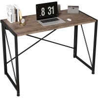Folding Computer Desk, 90 x 46 cm Foldable Workstation Desk for Home, Office, Small Spaces (Natural Wood) - DY-015-1