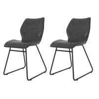 2 Set Dining Chair Set, PU Leather Chairs with High-Density Sponge, Metal Legs for Home, Kitchen, Dining Room - CJCM-DC-3018