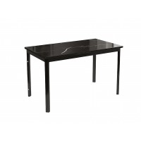 Modern Black Faux Marble Dining Table  55.5" x 27.5" Rectangular Kitchen Table with Metal Frame Sleek Design for Dining Room, Condo, or Small Space Easy Assembly, Durable & Stylish (Table Only)
