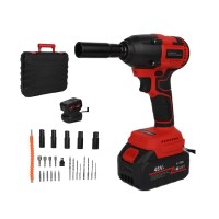 48V Electric Drill Bit Set, Cordless Impact Wrench Kit with 350Nm Torque, 21V Li-ion Battery, Charger Accessories, Electric Wrench - KJ-9721