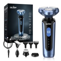 Electric Shaver 5-in-1 Grooming Kit for Men – Rechargeable Rotary Razor with Beard Trimmer, Nose Hair Trimmer, Facial Brush, 2-Speed Power, IPX7 Waterproof Wet & Dry Shaving Model TXD-X2