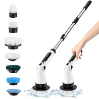 8 in 1 Electric Spin Scrubber, Electric Cleaning Brush with 8 Interchangeable Brush Heads, Adjustable Handle, 2 Rotation Speeds for Home. Kitchen, Bathroom, Toilet - LZ-8052