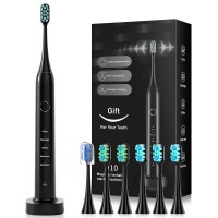 Smart Electric Toothbrush with 5 Cleaning Modes, 3 Brush Head Type, 2 Minute Timer, IPX7 Waterproof for Adults & Kids - D10
