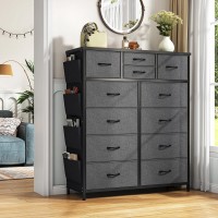 12-Drawer Dresser with Side Storage Pockets, Tall Chest of Drawers for Bedroom, Closet & Living Room, Fabric Storage Organizer with Wood Top & Metal Frame – Large Capacity Dresser Cabinet Model HI1474_09