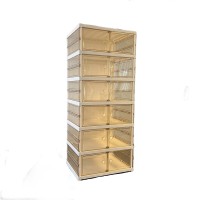 Premium Foldable Shoe Storage Organizer Cabinet – 6-Layer Clear Shoe Box Tower with Transparent PET Doors, Space-Saving Shoe Rack for Sneakers, Heels & Boots, 105cm Tall TS102T-6