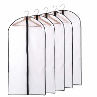 Garment Bags for Hanging Clothes, Pack of 5 Clear PEVA Suit Covers with Zipper,  5 x 60 x 120 cm, Dustproof Storage for Suits Dresses Coats Travel