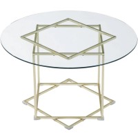 Round Glass Coffee Table, 80 cm Modern Clear Glass Table with Waterproof Tempered Glass, Gold Metal Frame for Home, Living Room, Bedroom - Ruke-CoffeeTable-FWS