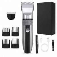 Cordless Hair Clipper Kit with 2 Heads and 4 Guide Combs, Grey