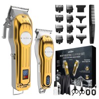Cordless Hair Clipper and T-Blade Trimmer Set, Gold
