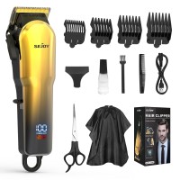 Cordless Hair Clippers, LED Display, 4 Combs, Home Haircuts Model 6023 Gold