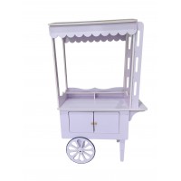 Wooden Ice Cream Cart Display Stand with Wheels, 206cm Tall Bakery Dessert Snack Display Booth with Cabinet Storage – Purple Party Prop for Events, Birthdays, Retail, Photo Booths