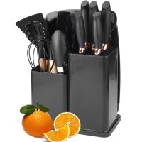19 PCS Kitchenware Set, Cooking Utensils and Knife Set with 11 Silicone Utensils, 5 Knives, Scissors, Cutting Board for Home, Kitchen, Cooking - UK0019
