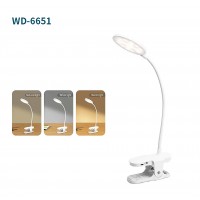LED Lamp, Cordless Portable Clip-On Light with Touch Control, 3 Lighting Modes, USB-Rechargeable - WD-6651