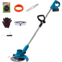 Cordless 21V/3.0Ah Brushless Multi-Function String Trimmer & Mini Lawnmower Adjustable 90° Swivel Head, 3 Cutting Modes (String, Flat Blade, 8″ Saw) Lightweight 21 cm Deck – Ideal for Home & Garden