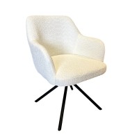 Fleece Lounge Chair, Accent Chair with Armrests, Metal Legs, Non-Rotating for Home, Living Room, Kitchen, Dining Room (White) - XXY02WH