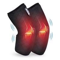 Knee Massager with Heat and Vibration, Electric Heated Knee Wraps Pair, 5 Modes, 2 Heat Levels, Adjustable Velcro Fit, 16 in Quilted Leg Wrap for Home Relaxation and Daily Comfort