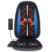 Back Massager with Heat, Chair Massage Pad with Deep Kneading Nodes, Seat Vibration, Spot & Full Back Control, Portable Cushion for Home Office Sofa Recliner, Black Blue