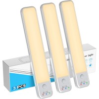 3-Pack LED Motion Sensor Light, Wireless Under Cabinet Lights with 3 Modes, USB Rechargeable for Home, Wardrobe, Closet, Cabinet (Warm) - M600