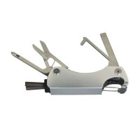 Folding Pocket Multi Tool with Carabiner, Scissors, Phillips Screwdriver, Flathead Screwdriver and Skate Sharpener, Compact EDC Mini Tool with Pouch for Travel, Camping and Daily Use