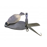  Fish-Shaped Fishing Multi-Tool, Compact Line Nipper and Angler Accessory Kit with Hook Cleaner, Knot Tool, Mini Blade and Nail Clipper, 9 cm Pocket Size with Pouch for Tackle Use