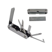 Compact Key Organizer Multi-Tool with Precision Scissors, Phillips Screwdriver, Pry Hook, Flathead Scraper, Package Opener, Grit Honing Stone & Carry Pouch for Everyday EDC